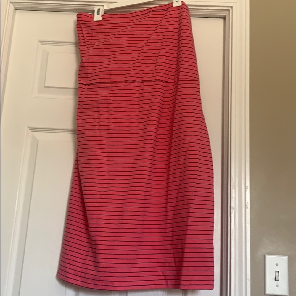 Hot pink navy stripe tube dress